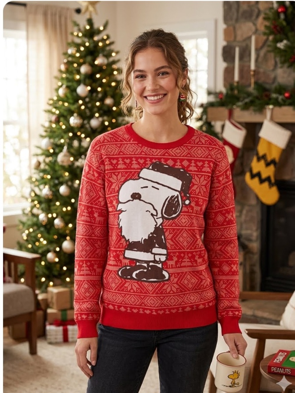 Red Snoopy Ugly Christmas Sweater